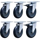 4 Rodízios Placa Anti Risco Móveis 6" 153mm 85kg S/freio + 2