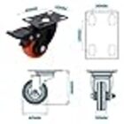 4 Rodizios Pvc Rodinha Moveis 50m C/ Trava Laranja Giratorio