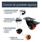4 Rodizios Pvc Rodinha Moveis 50m C/ Trava Laranja Giratorio