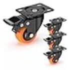 4 Rodizios Pvc Rodinha Moveis 50m C/ Trava Laranja Giratorio