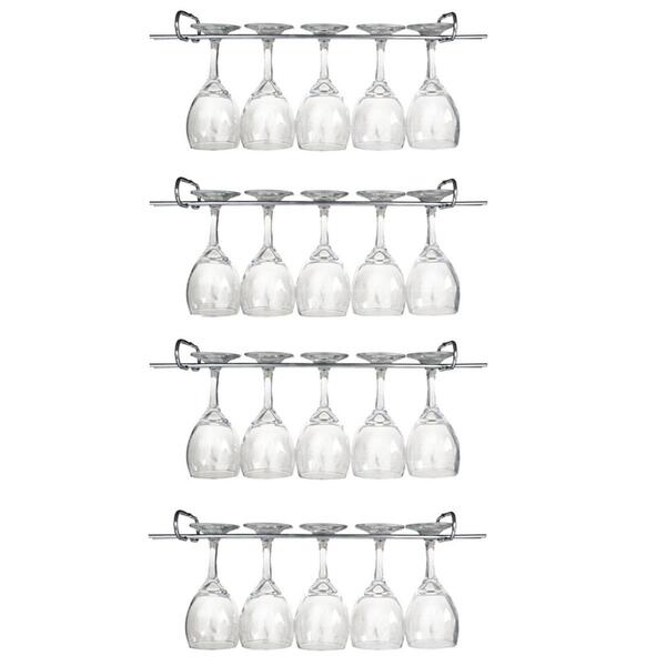 4 Suportes Para Taças Cromado Decoração Bar Vinho 25 Cm