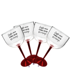 4 Taças Gin Transparente Com Base Vermelha Personalizada Para