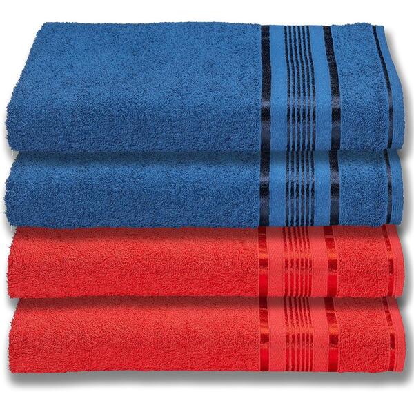 4 Toalhas Plus Size Grossa E Macia 80x180 Azul+vermelho