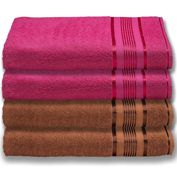 4 Toalhas Plus Size Grossa E Macia 80x180 Rosa+marrom