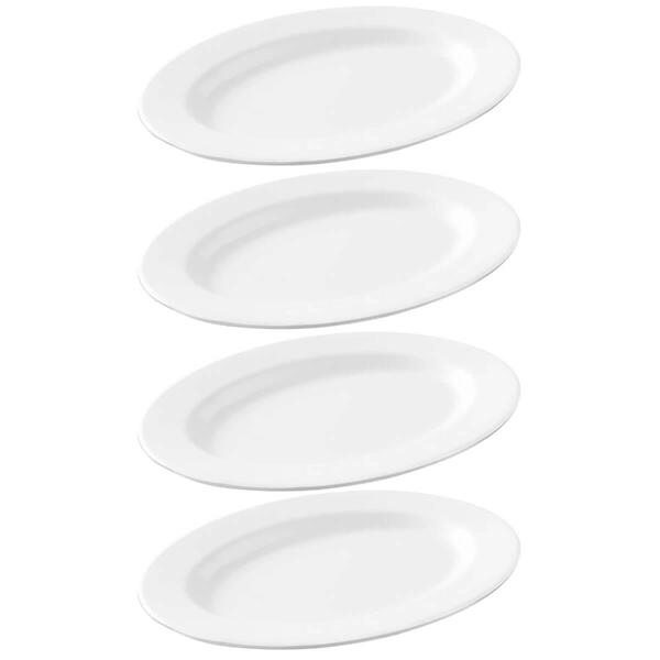 4 Travessas Oval Melamina Rasa 20x14cm Branca Servir Bandeja