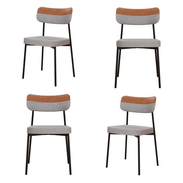 4 Un. Cadeira Fixa Estofada Mynna Tecido Meclado