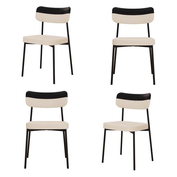 4 Un. Cadeira Fixa Estofada Mynna Tecido Meclado