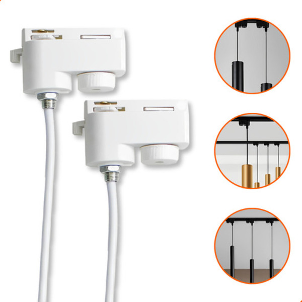4x Adaptador P/ Colocar Pendente Trilho Eletrificado Branco