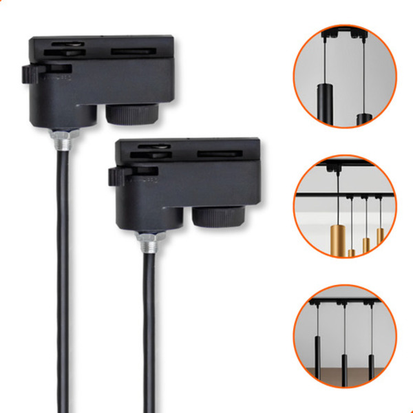 4x Adaptador P/ Colocar Pendente Trilho Eletrificado Preto