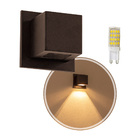 4x Arandela Box Cubo Pequena 1 Fachos MARROM + Led G9 5w Bivo