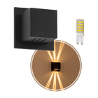 4x Arandela Box Cubo Pequena 6 Fachos PRETA + Led G9 5w Bivol