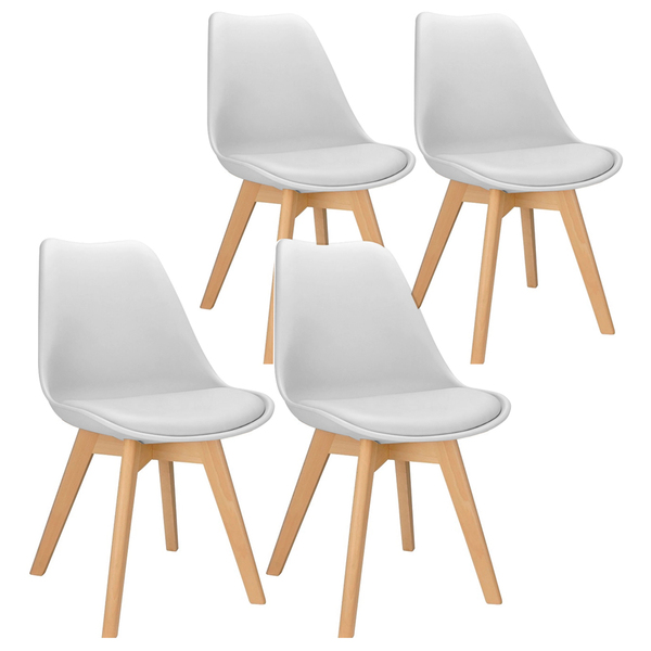 4x Cadeira Charles Eames Leda Design Wood Estofada Base Madei