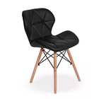 4x Cadeira De Jantar Charles Eames Eiffel Slim Estofada Preta