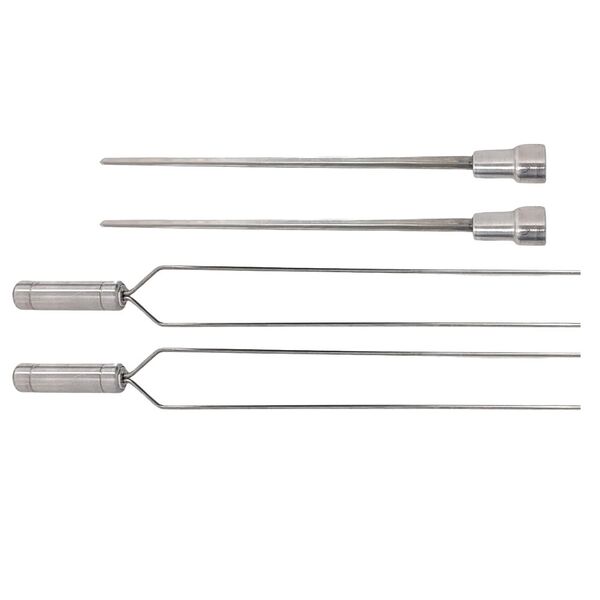 4x Espetos De Inox Lâmina 60cm Duplo/coração Para Churrasco