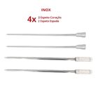 4x Espetos Espada/coração De Inox Lâmina 50cm Para Churrasco