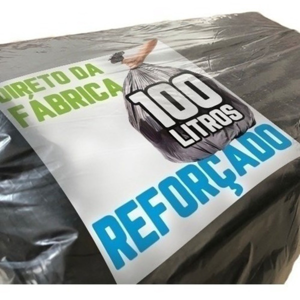 500 Un Saco De Lixo 100 Litros Preto Reforçado Preto