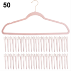 50 Cabides Slim Ultra Finos Antideslizante Aveludado Rosa