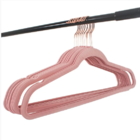 50 Cabides Slim Ultra Finos Antideslizante Aveludado Rosa