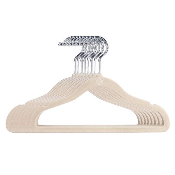 50 Cabides Veludo Infantil Antideslizante Slim Bege Premium