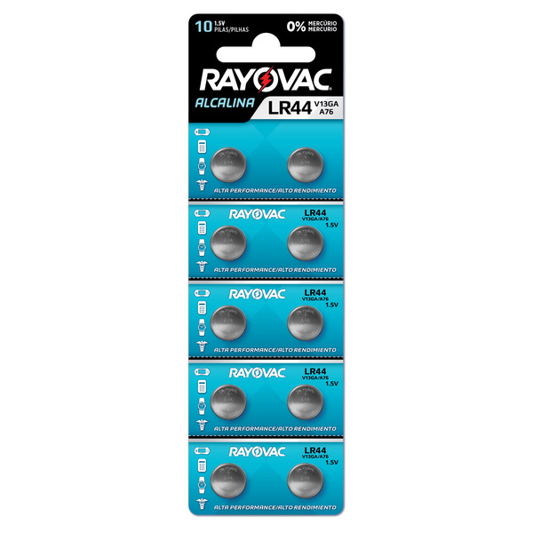 50 Pilhas Baterias Lr44 A76 Ag13 Rayovac 5 Cartelas