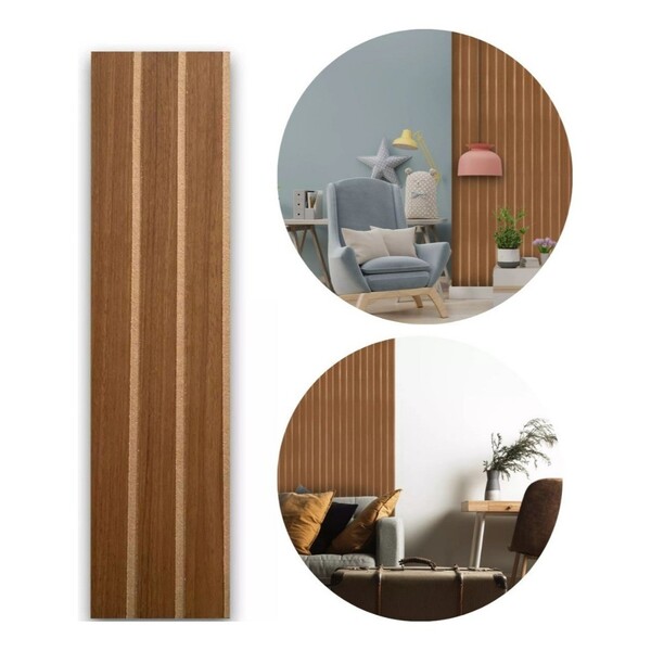 50 Placas Adesivas Painel De Parede Ripado Montável Mdf 50x11