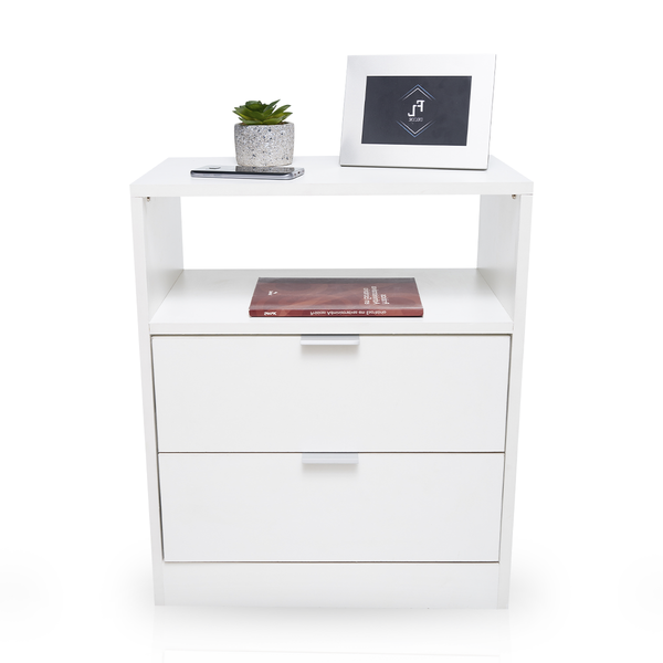 50cm 2 Gavetas Branca Cômoda Puxador Prata - Sem Rodinhas
