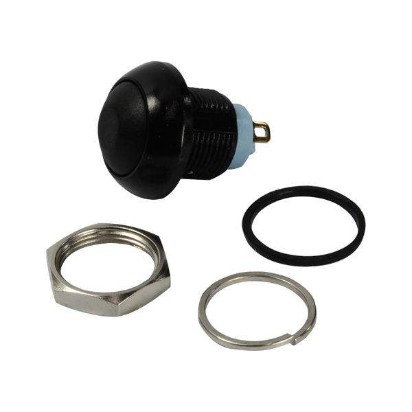 50x Chave Push Button 2 Polos Ds-128 - 12mm - Preto