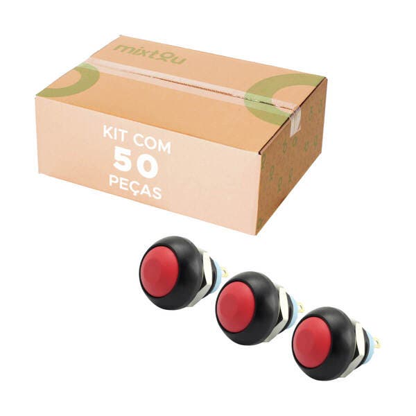 50x Chave Push Button 2 Terminais 12mm Ds-12b - Vermelho | Leroy Merlin