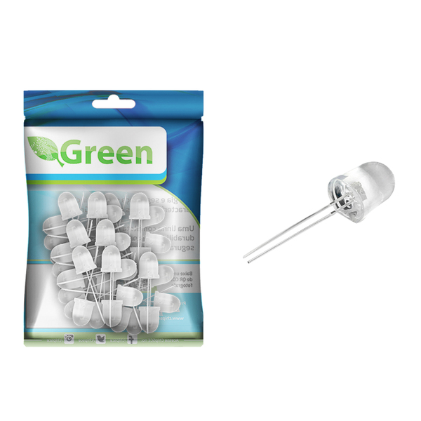 50x Led Alto Brilho 10mm - Projetos Em Geral - Branco