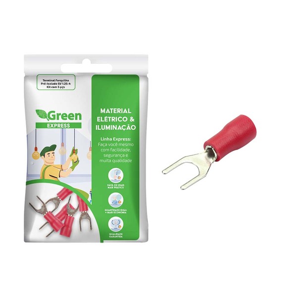 50x Terminal Forquilha Garfo M4 Pré Isolado Fio 0,5 A 1,5mm