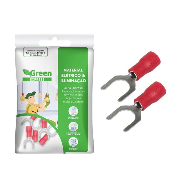 50x Terminal Forquilha Garfo M6 Pré Isolado Fio 0,5 A 1,5mm