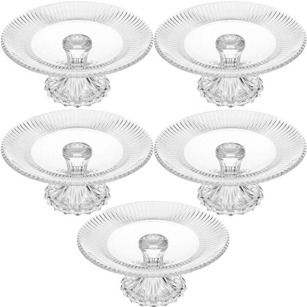 5 Boleiras Com Pé Prato Porta Bolo 25cm Cristal Renaissance B