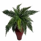 5 Buquês De Folhagens Samambaia Artificial Revestida Em Silic