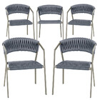 5 Cadeiras Atenas Tricô Náutico E Alumínio Com Proteção Uv Pa