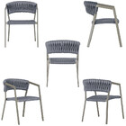 5 Cadeiras Atenas Tricô Náutico E Alumínio Com Proteção Uv Pa