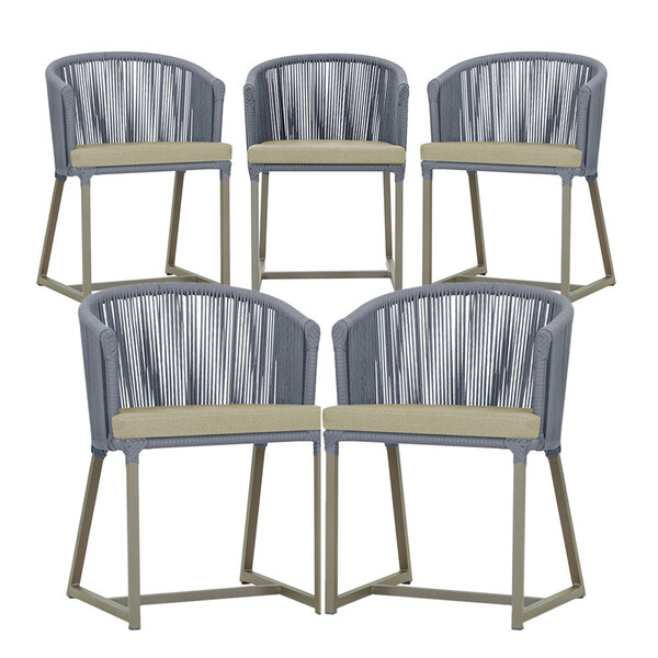 5 Cadeiras De Jantar Área Noronha Em Alumínio Com Pintura Fen