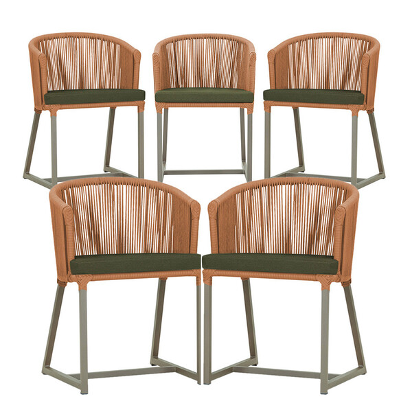 5 Cadeiras De Jantar Área Noronha Em Alumínio Com Pintura Fen