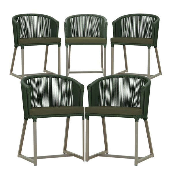 5 Cadeiras De Jantar Área Noronha Em Alumínio Com Pintura Fen