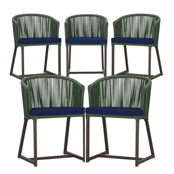 5 Cadeiras De Jantar Área Noronha Em Alumínio Com Pintura Mar