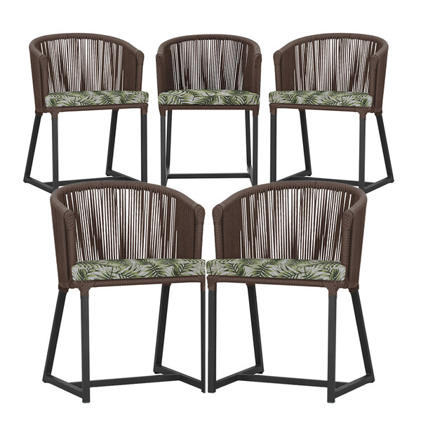 5 Cadeiras De Jantar Área Noronha Em Alumínio Com Pintura Pre