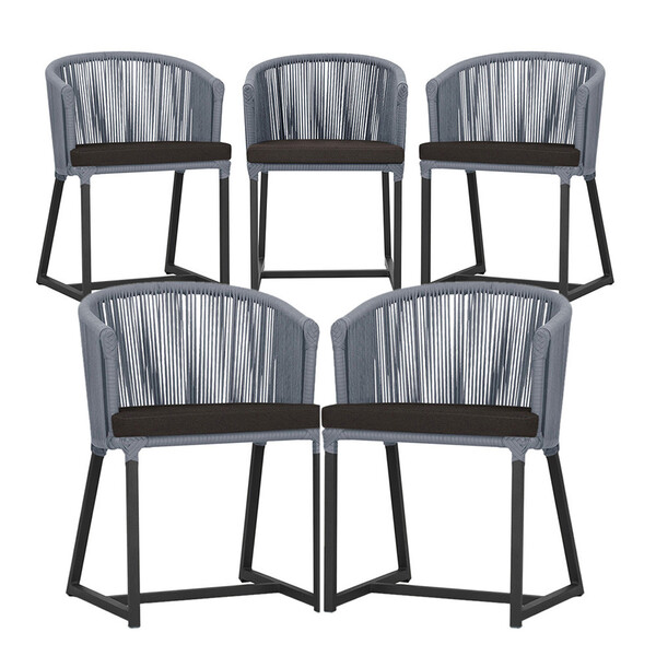 5 Cadeiras De Jantar Área Noronha Em Alumínio Com Pintura Pre