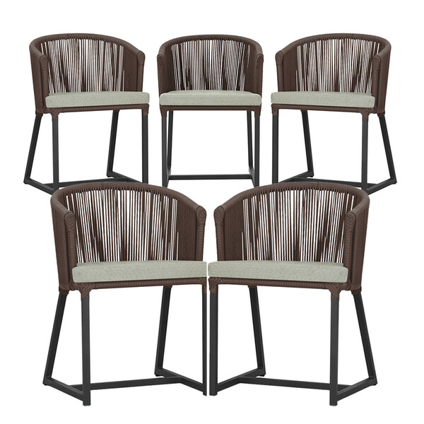 5 Cadeiras De Jantar Área Noronha Em Alumínio Com Pintura Pre