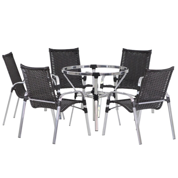 5 Cadeiras Emily E Mesa Adaptada Em Alumínio Área, Piscina Tr