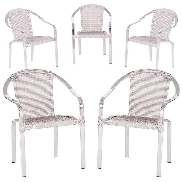 5 Cadeiras Toquio Para Área Externa, Edícula Em Aluminio E Fi
