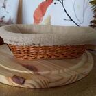 5 Cestas Porta Pão 24x17cm Oval Rattan Plástico Forro Tecido