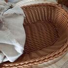 5 Cestas Porta Pão 24x17cm Oval Rattan Plástico Forro Tecido