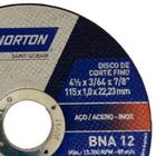 5 Disco De Corte Para Aço E Aço Inox 4 1/2" 115 X 1 X 22,23mm