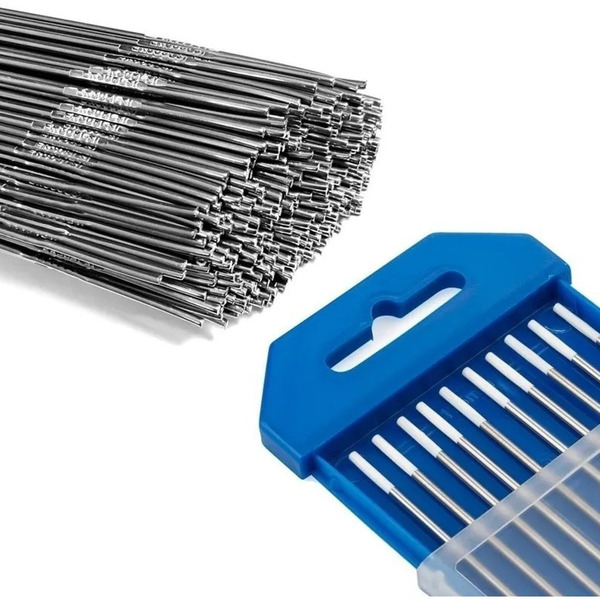 5 Eletrodo Tungstênio Ponta Branca 2,4mm + Vareta Alumínio
