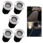 5 Embutido Solo 1w Balizador Led Blindado Ip67 Inox Spot Chão