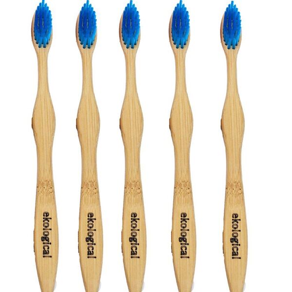 5 Escovas De Dente Ecológicas De Bambú - Azul